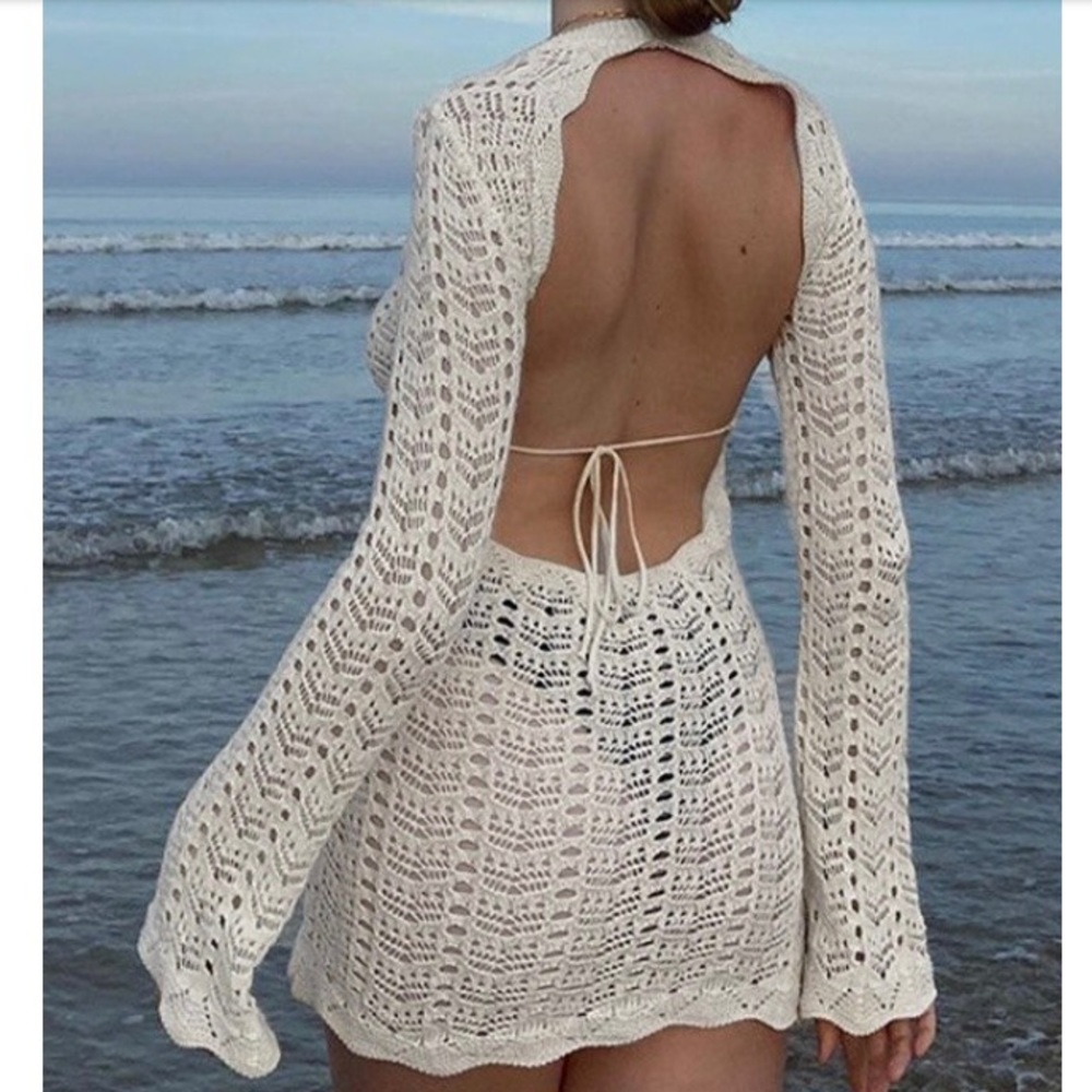 Sheer Knit Backless Dress